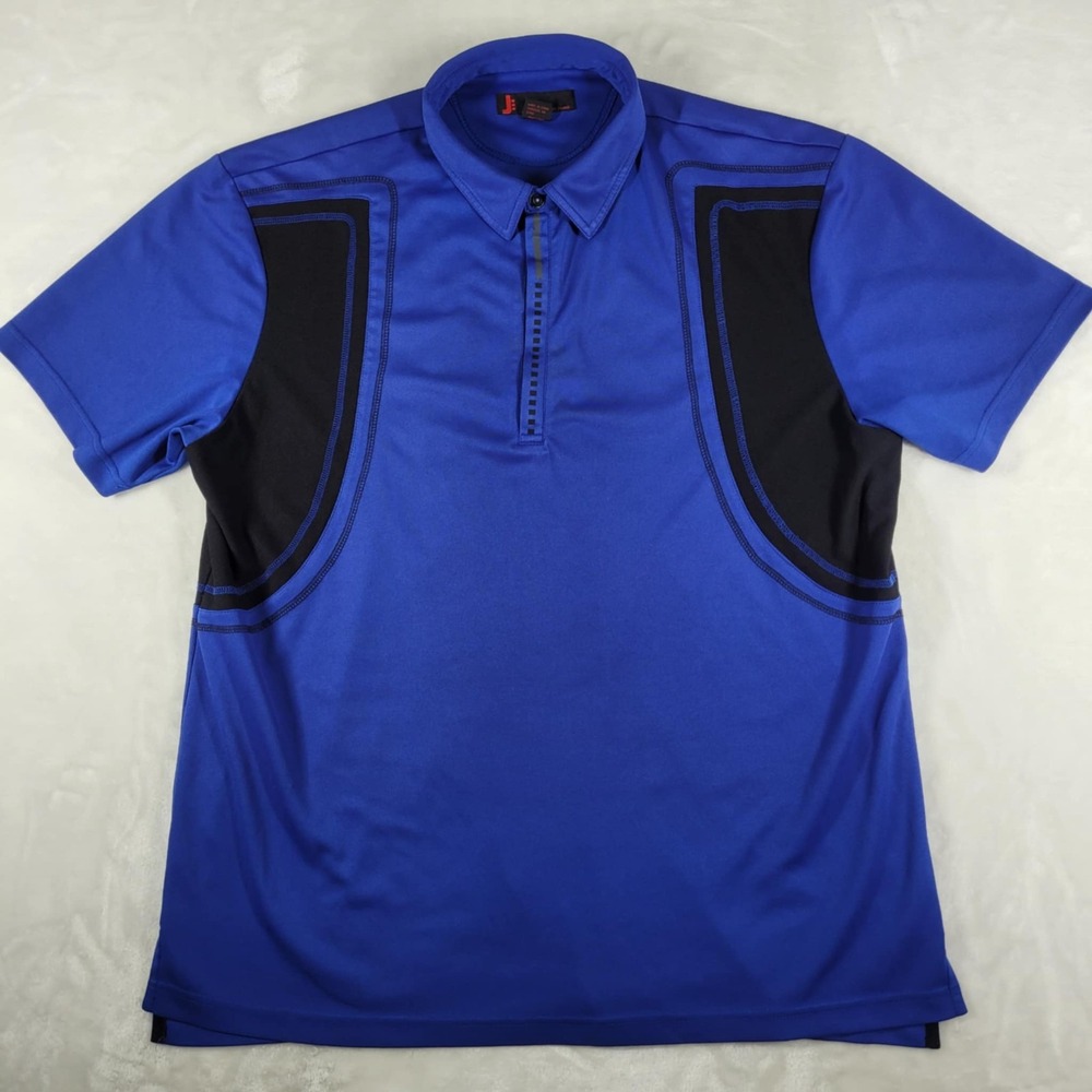 Jamie Sadock Polo Shirt Men's XL Blue Golf‎ Performance Wicking Stretch Zip